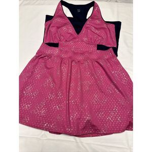 Vintage Women Tail Tennis Golf Skort M Set Tank Shirt S Fushia Navy Gold Designs